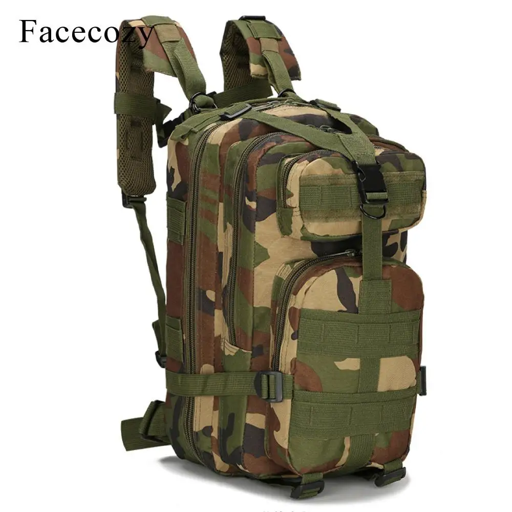 Facecozy Открытый походный военный тактический рюкзак камуфляж 600D нейлон треккинг Сумка для дорожного набора 25-30L маленький спортивный рюкзак - Цвет: Jungle Camouflage