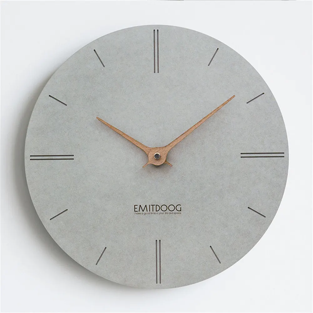 

12/15 Inch Grey Wall Clock Modern MDF Board Wooden Needle Hanging Clock Minimalist Home Decor Round Clock Wall Digital Clock