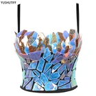 Женский укороченный бюстгальтер пуш-ап, с блестками