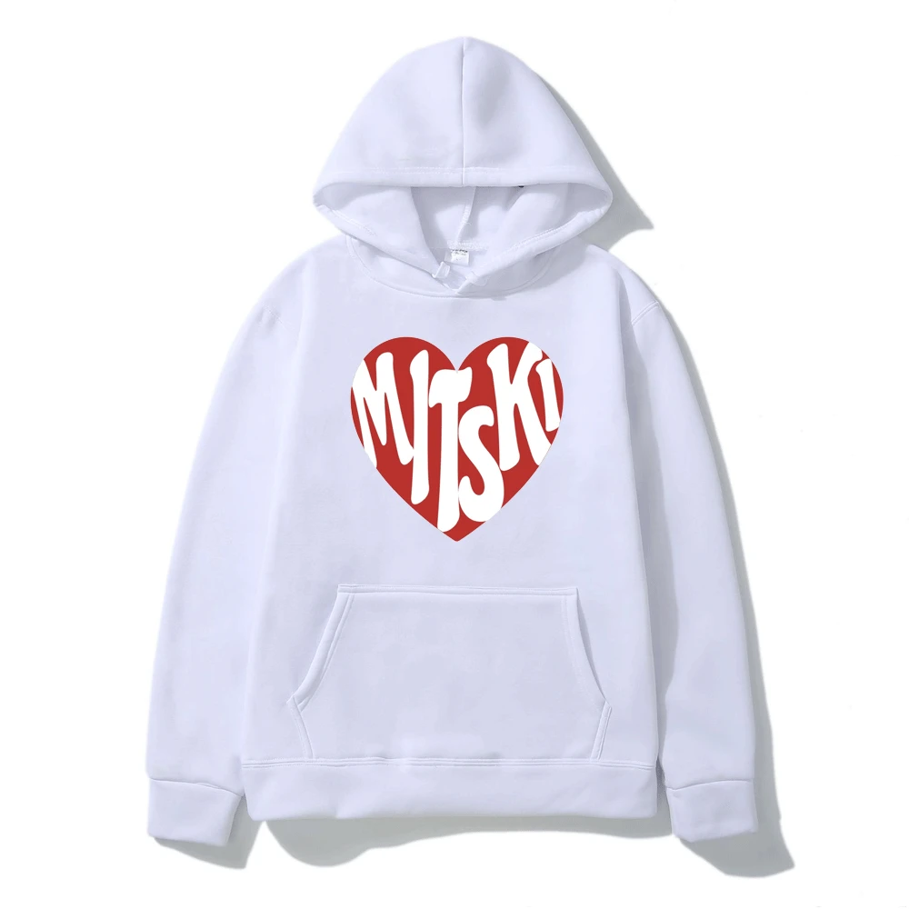 Худи с принтом сердечек Mitski Модный свитшот капюшоном флисовый пуловер в стиле