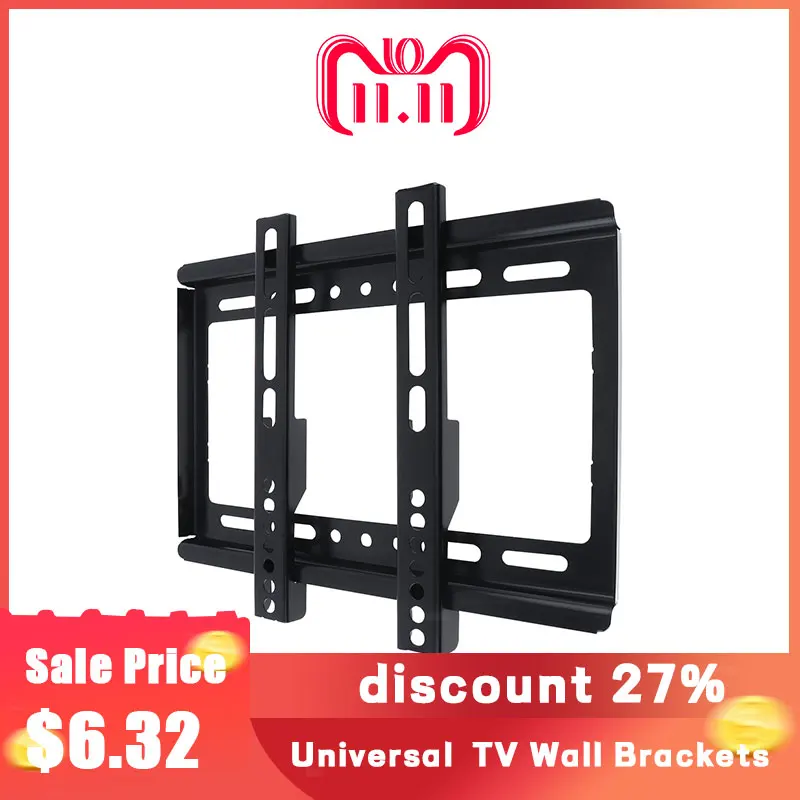 Универсальный тонкий настенный кронштейн для телевизора 20 кг плоская рамка с