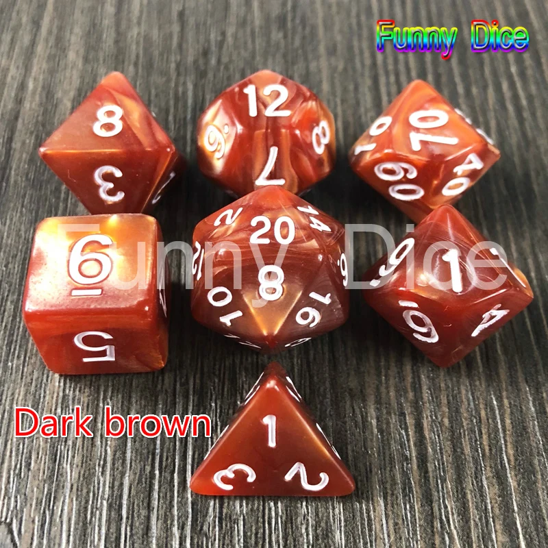 Brand New 7pcs Dice Set with Pearlized Effect Poker DnD D4 d6 d8 d10 d12 d20 Polyhedral For Rpg Dnd Board Game as Gift|Кубики| |