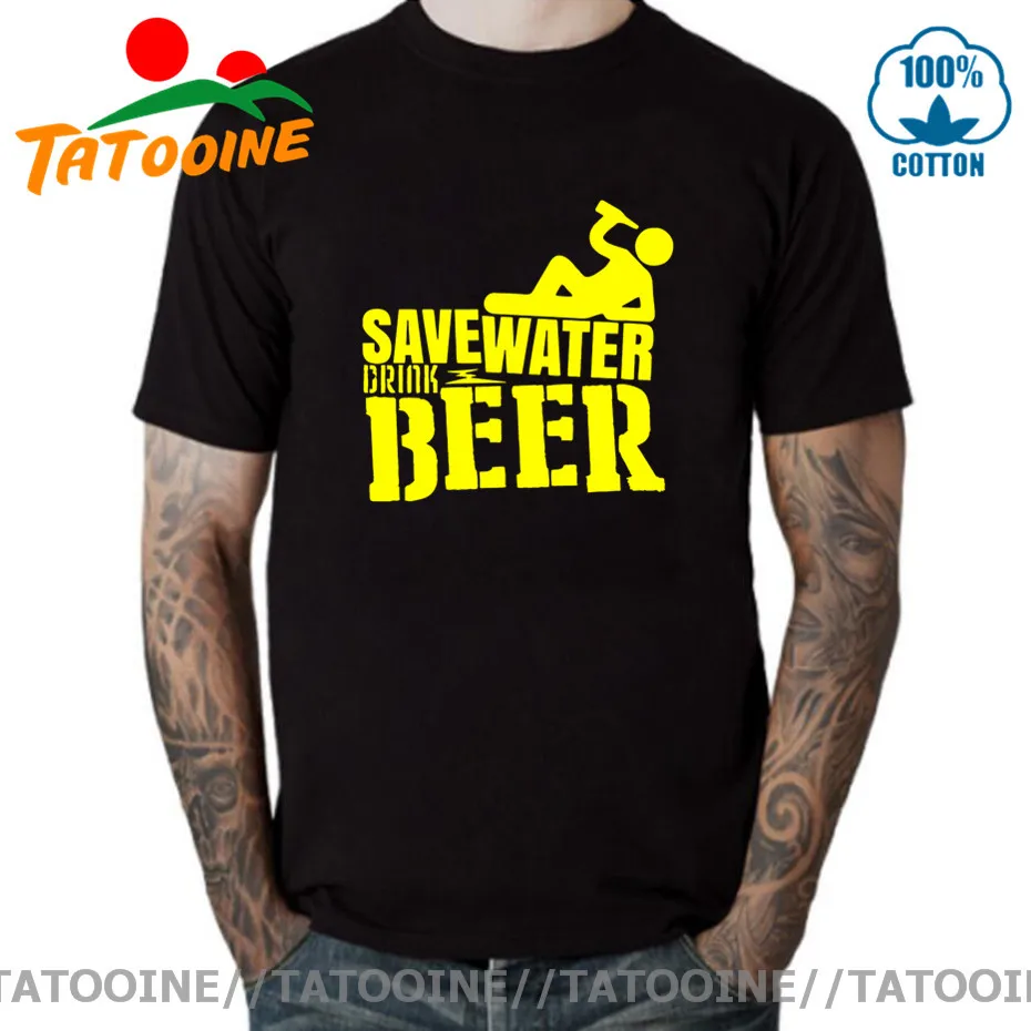 Мужская футболка с надписью Save Water Drink Beer Новое поступление мужские футболки