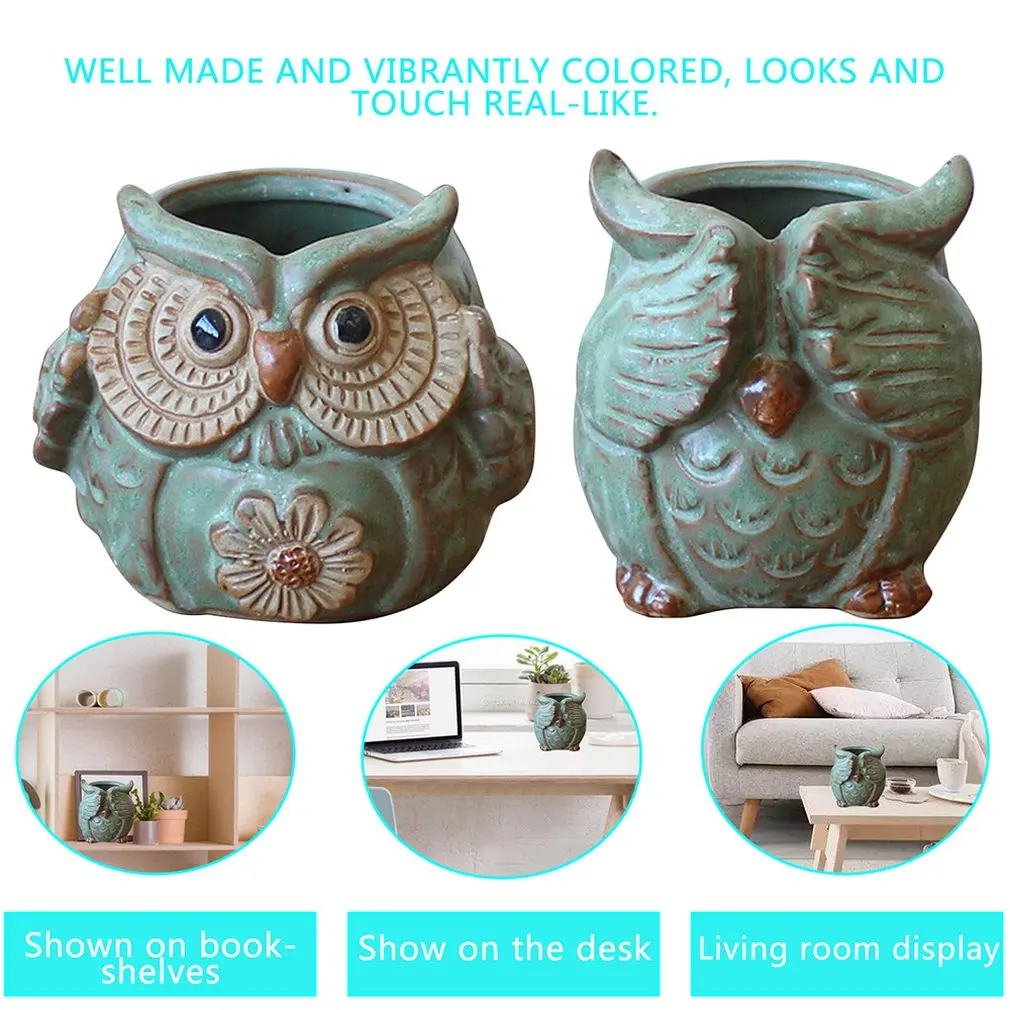 Мультяшный цветочный горшок в форме совы для суккулентов растения керамический