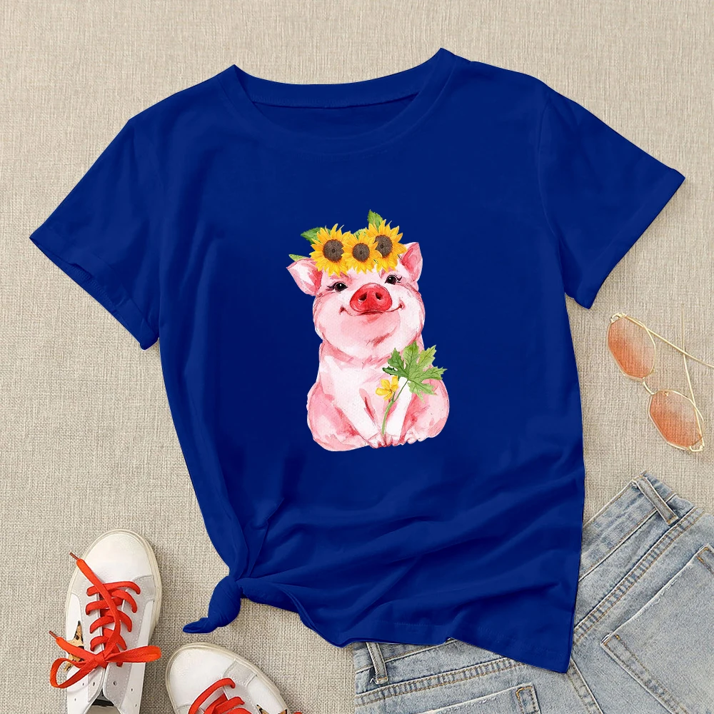 

Trend Spotting Best Friend T Shirt Women's T-Shirt Red Spotted Turban Pig Print Short Sleeve Cartoon 90s Summer Harajuku Trend