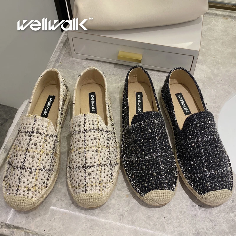 

Casual Loafers Women Flat Hemp Shoes Luxury Brand Design Espadrilles Female Slip On Autumn Canvas Moccasins Concise Style Sale
