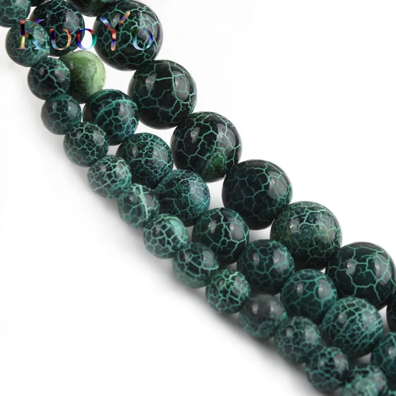 Бусины из натурального камня зеленого цвета с трещинами Агаты мечты вены дракона