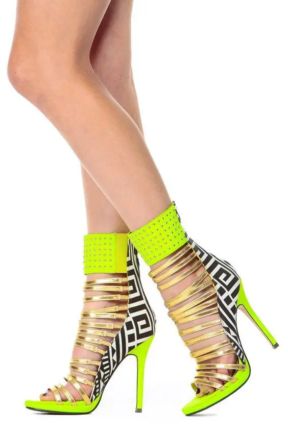 

Color matching multi band sexy stage sandals shoes