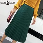 Юбка женская плиссированная до середины икры, Элегантная Модная длинная винтажная из натуральной овечьей кожи, уличная одежда