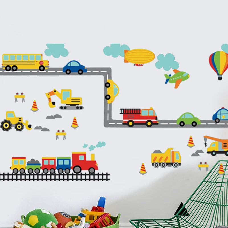 Съемные настенные наклейки воздушные шары автомобильный мир трек грузовик