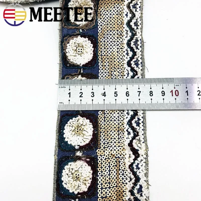 Meetee 2 метра 75 мм Вышивка Кружева Планки пайетки тесьма ленты для обуви платье