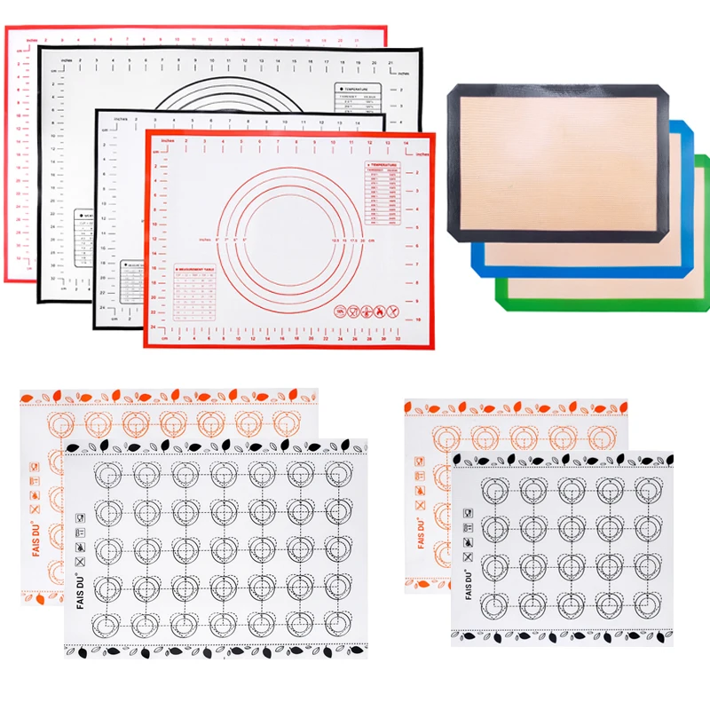 

Набор силиконовых ковриков для выпечки, нож для теста помадка, кондитерские изделия, инструменты, кухонные коврики, аксессуары для макарон, ...