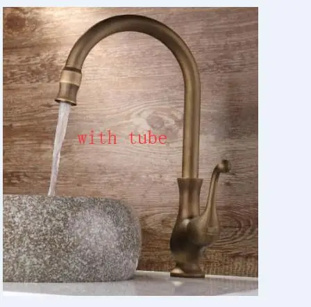 faucet with tube Одиночный кран для горячей и холодной воды, медный кран для раковины, домашний умывальник, раковина для ванной комнаты, кран для умывальника - Цвет: faucet with tube