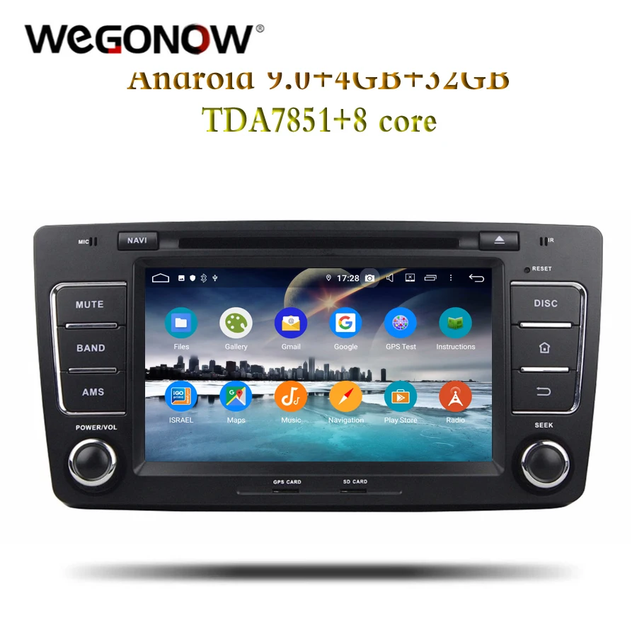 HD 2DIN Android 9 0 4 Гб ОЗУ 8 ядер для VW skoda OCTAVIA 2009 2013 автомобильный DVD плеер GPS Glonass map RDS