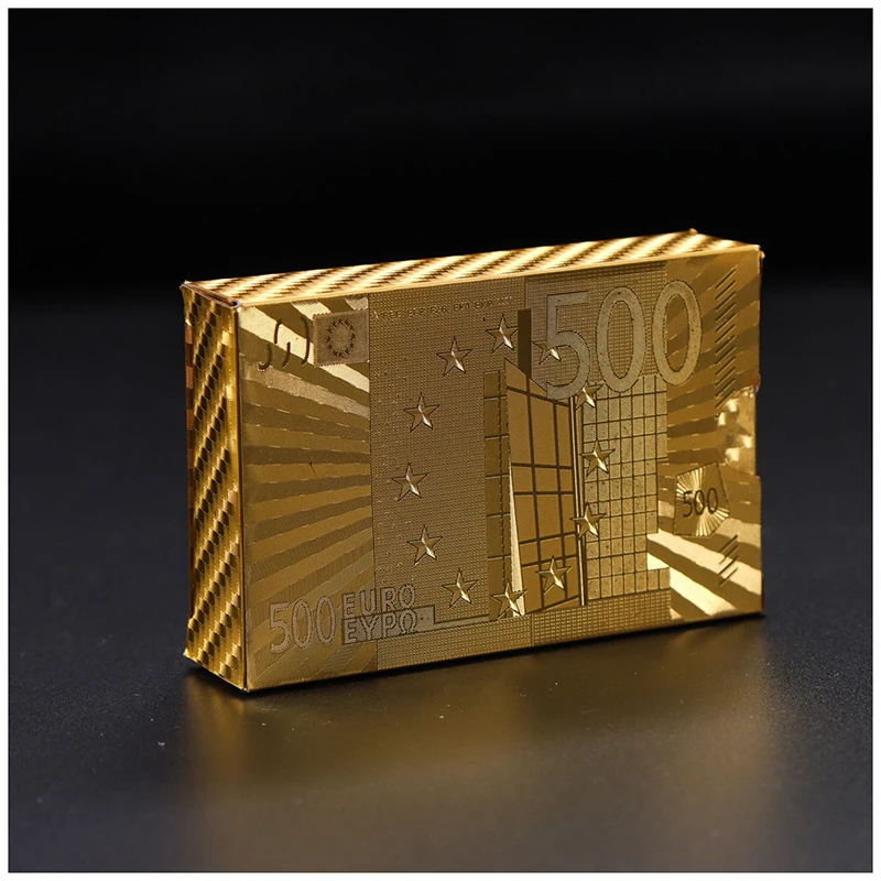 24K золотые карты для покера Роскошные Золотые Фольга покер игральные доллар евро