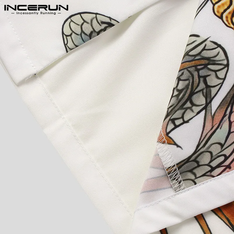 

INCERUN Chinese Style Shirt Men Lapel 2021 Short Sleeve Breathable Casual Blouse Streetwear Vintage Men Hawaiian Shirts Camisas