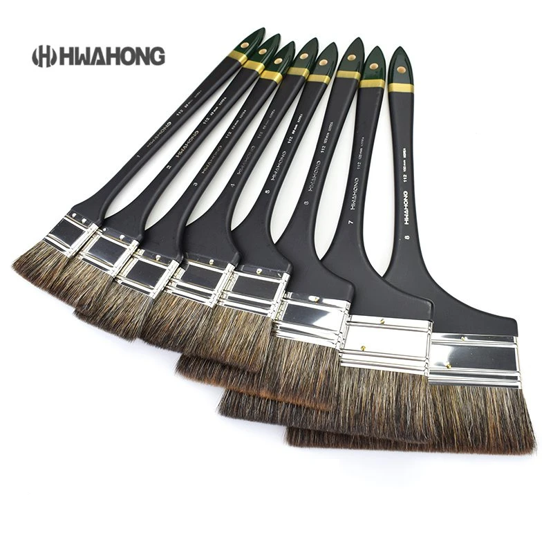 Hwahong Professional Paint Brush Set Watercolor Oil-painting Flat Cow Ear Animal Hair Drawing Brushes for Artist Art Supplies