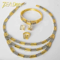 zeadear jewelry sets hot sale bridal wedding two color earrings necklace bracelet ring for women trendy gift party daily wear
