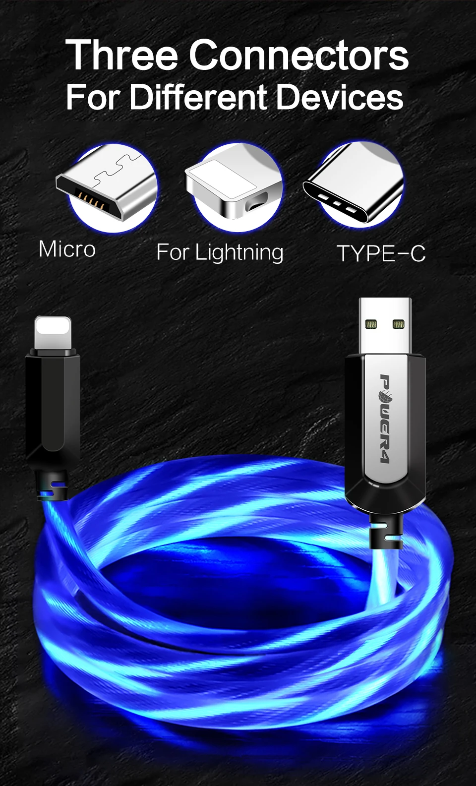Power4 два пакета Micro USB шнур 3,0 для Android телефонов зарядное устройство Реверсивный Micro светодиодный кабель USB для samsung быстрой зарядки Microusb