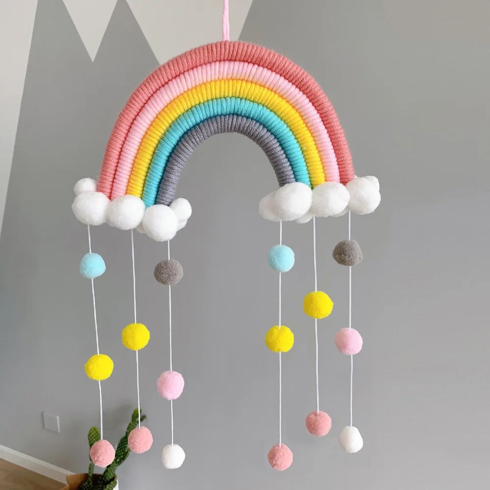 

Decoration Nordic Style Home Furnishings Children'S Room Decoration Pendant Woven Clouds Rainbow Pendant Wall Decoration Pendant