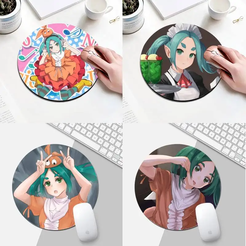 

Monogatari Yotsugi Ononoki DIY Design Pattern Game mousepad Round Desk Gamer Gaming Mat For PC Laptop Round Mouse Pad