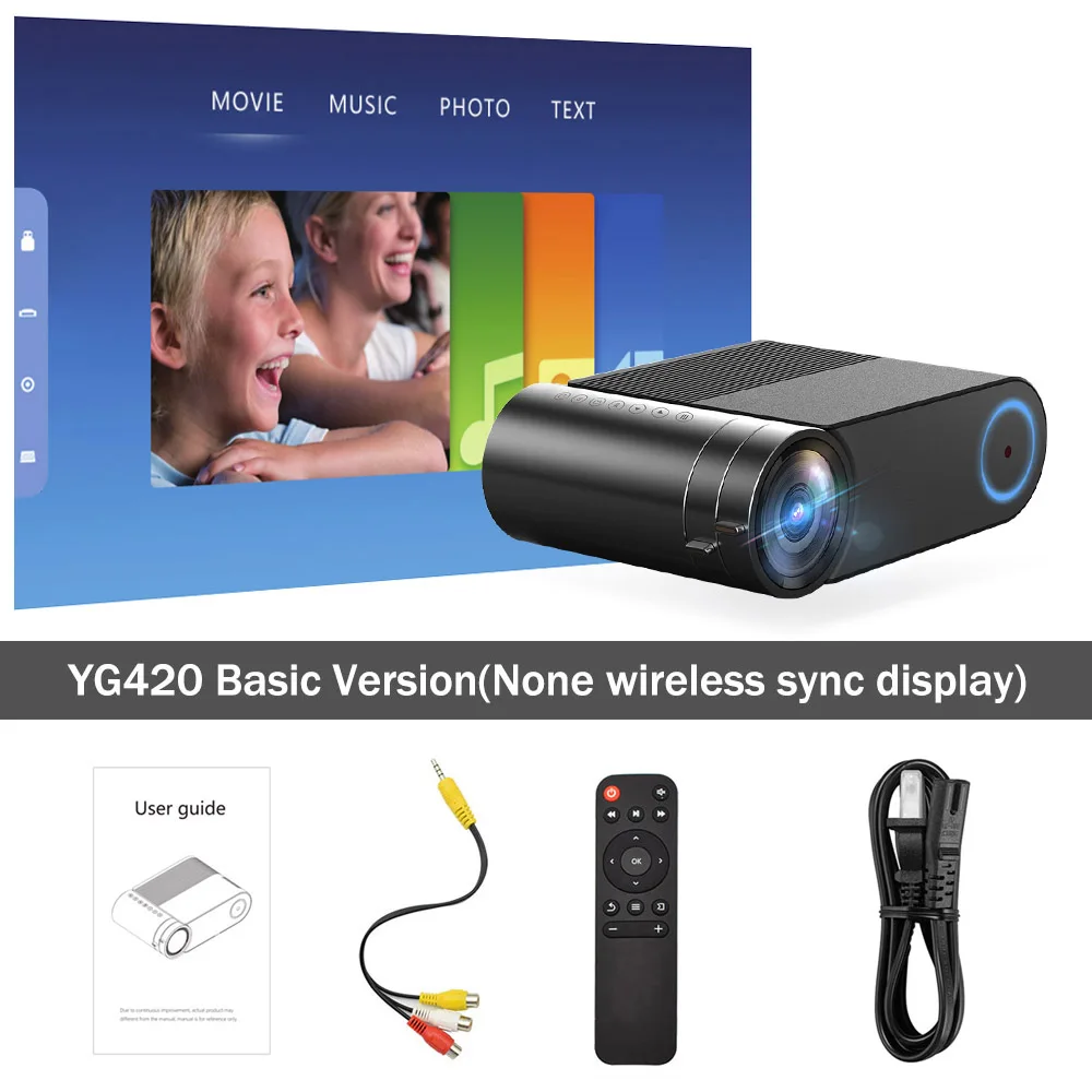 Basic Version ThundeaL YG420 мини-проектор 2800 люмен wifi Синхронизация телефона Поддержка 1080P видео HD YG421 светодиодный проектор портативный HDMI VGA Домашний кинотеатр - Цвет: Basic Version