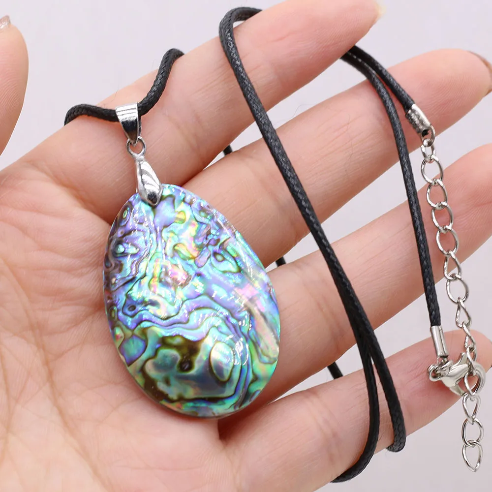 

Natural Abalone Shell Necklace Pendant Water Droplets Shape Single Sided for DIY Jewelry Making Necklace Bracelet Gift