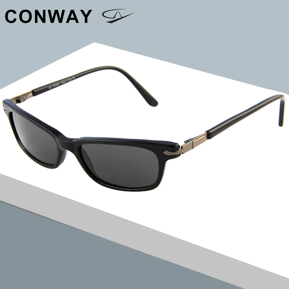 Black-Gray Conway, ультра тонкие солнцезащитные очки для женщин, прямоугольные солнцезащитные очки, маленькая голова, весна, шарнирные очки, оттенки, гибкие наушники - Цвет линз: Black-Gray
