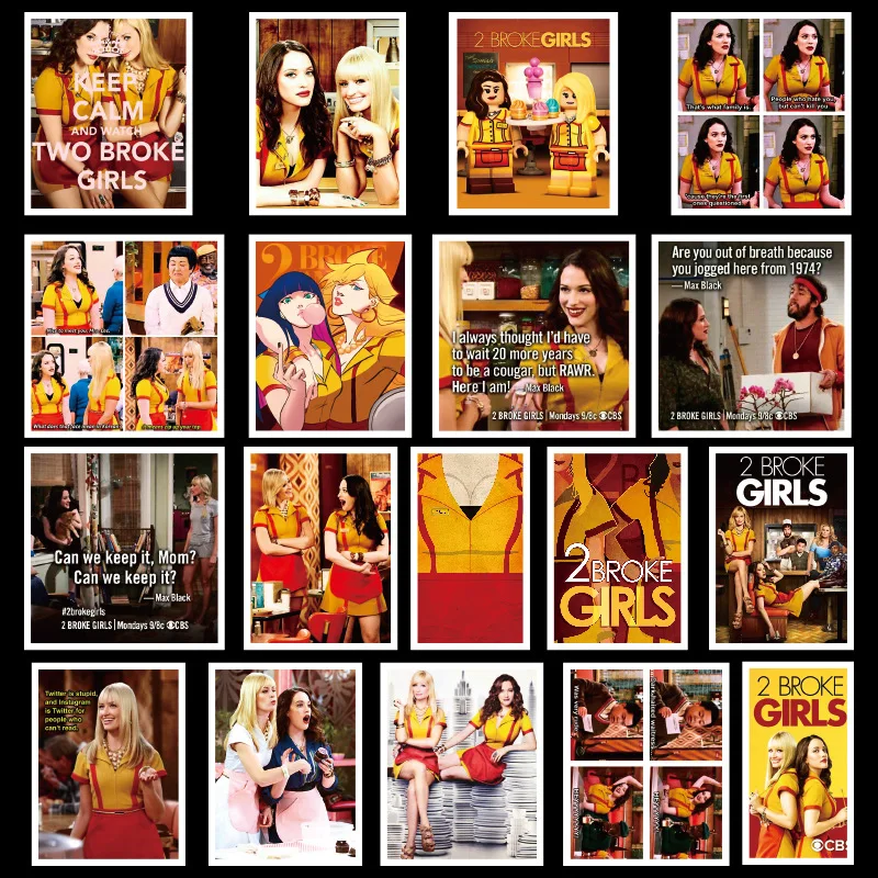 50pcs 2 Broke Girls Stickers Pack Fans Anime Vintage Paster Scrapbooking Diy Phone Laptop Collections Home Decorations Decals | Игрушки и