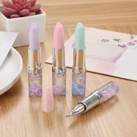 1 pcs creative pen lipstick shape glitter gel pen quicksand 0 5mm signature pen stationery school office supplies