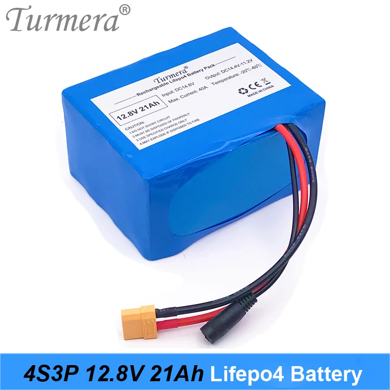 Аккумулятор Turmera 32700 Lifepo4 4S3P 12 8 в 21 Ач 4S 40A сбалансированный BMS для электролодки и