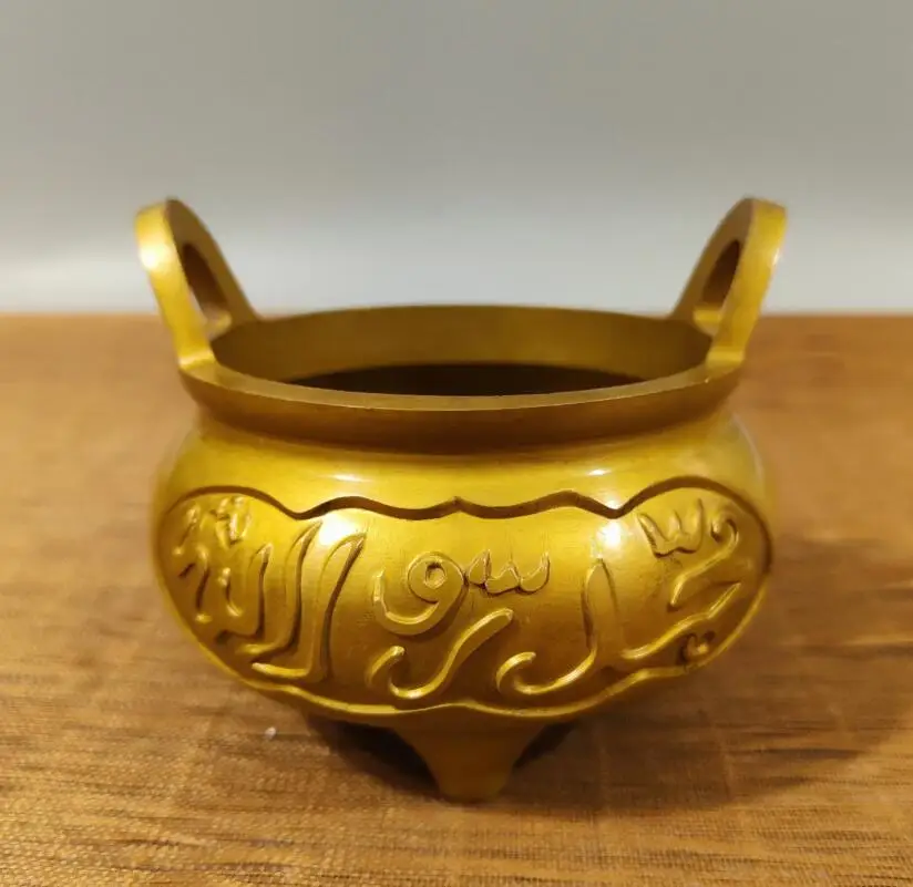 

China brass Tibetan Incense burner crafts statue