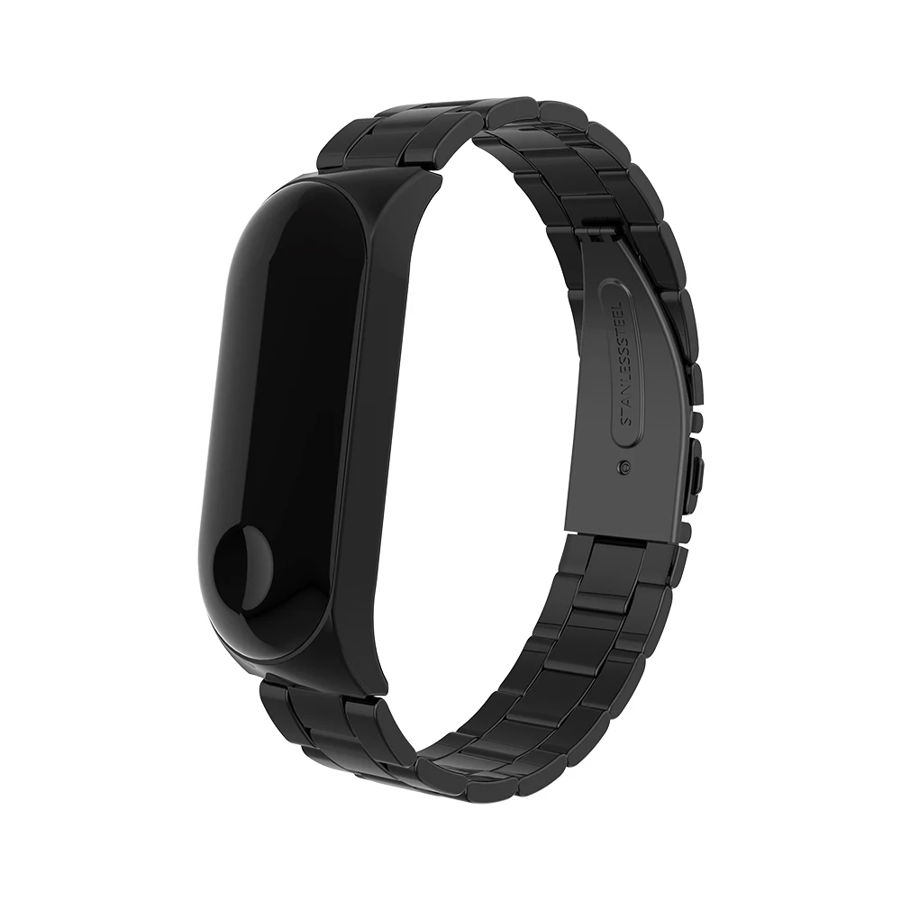 Black Hangrui mi band 4 ремешок металлический браслет для Xiaomi mi 4 ремешок Безвинтовой браслет из нержавеющей стали mi Band 4 банда4 наручные смарт-браслет - Цвет: Black