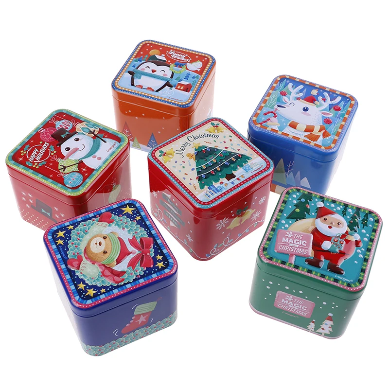 Рождественская мини подарочная посылка жестяная коробка для конфет выпечки