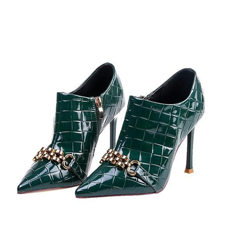 

Cresfimix Women Fashion High Quality Pointed Toe 9cm Super High Heel Ankle Boots Lady Casual Green Comfort Party Boots A9609