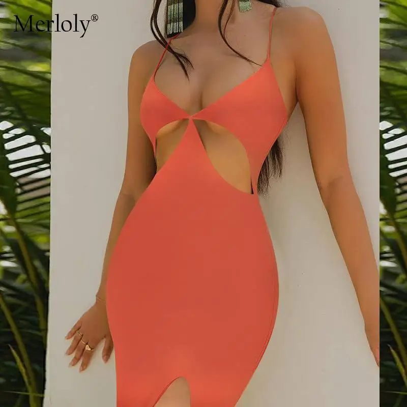 

Sexy Strapless Spaghetti Strap Maxi Dress Women Club Party Summer Backless Sleeveless Split Dress Holiday Vestido