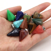 natural stone pendant rose quartzs picture stone polygonal cone shape pendants for diy jewelry best birthday gift size 15x25mm