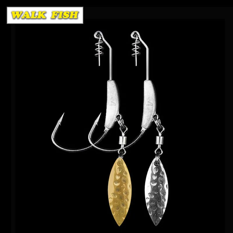 WALK FISH 3Pcs 4.5G/5.5G/7.2G Offset Fishing Hooks Lead Weighted Crank Hook with Spoon Soft Baits Add Weight Worm | Спорт и