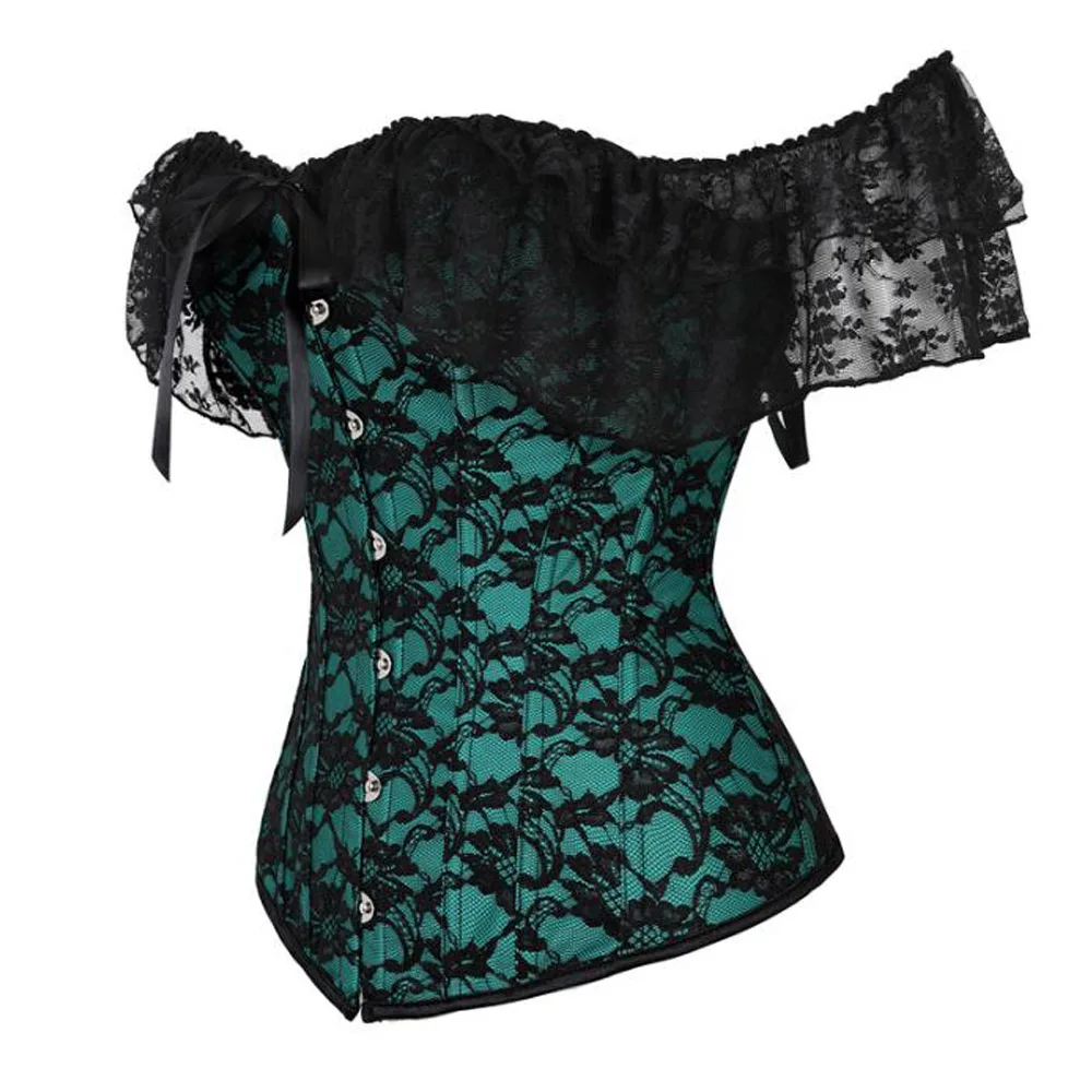 

Gothic Steampunk Corsets Blouse Plus Size Off Shoulder Halloween Clothing For Women Vintage Retro Lace Victorian Shirt Tops