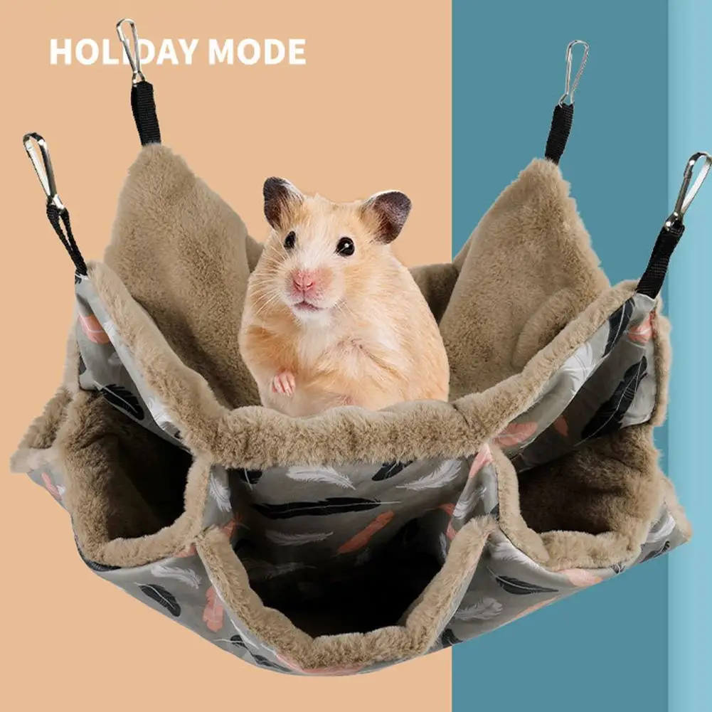 

Small Pet Hamster Squirrel 3-Layer Warm Hanging Hammock Swing Cage Sleeping Nest pet supply Cages Cute for hamster squirrels