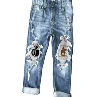ripped printed women jeans vintage hole high waist ladies denim pants causal full length skinny pants new pencil female trousers