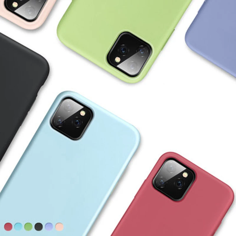 Shockproof Soft Silicone Phone Case For iphone 11 pro Max Cases Solid color Protection Cove TPU phone shell pink black red |