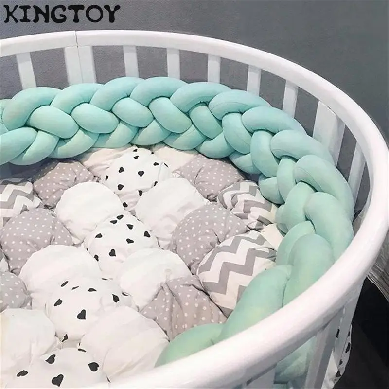 

4 Braids 2m Knot Soft Baby Bed Bumper In The Crib Side Braid Newborn Crib Pad Protection Cot Bumper Infant Baby Bed Bumper