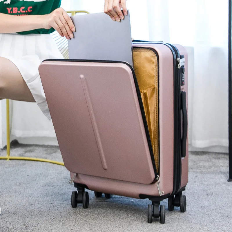 New Front Opening Luggage Bags Men's 20/24 Inch Trolley Case Women's Suitcase Universal Wheel Password Box Large Capacity