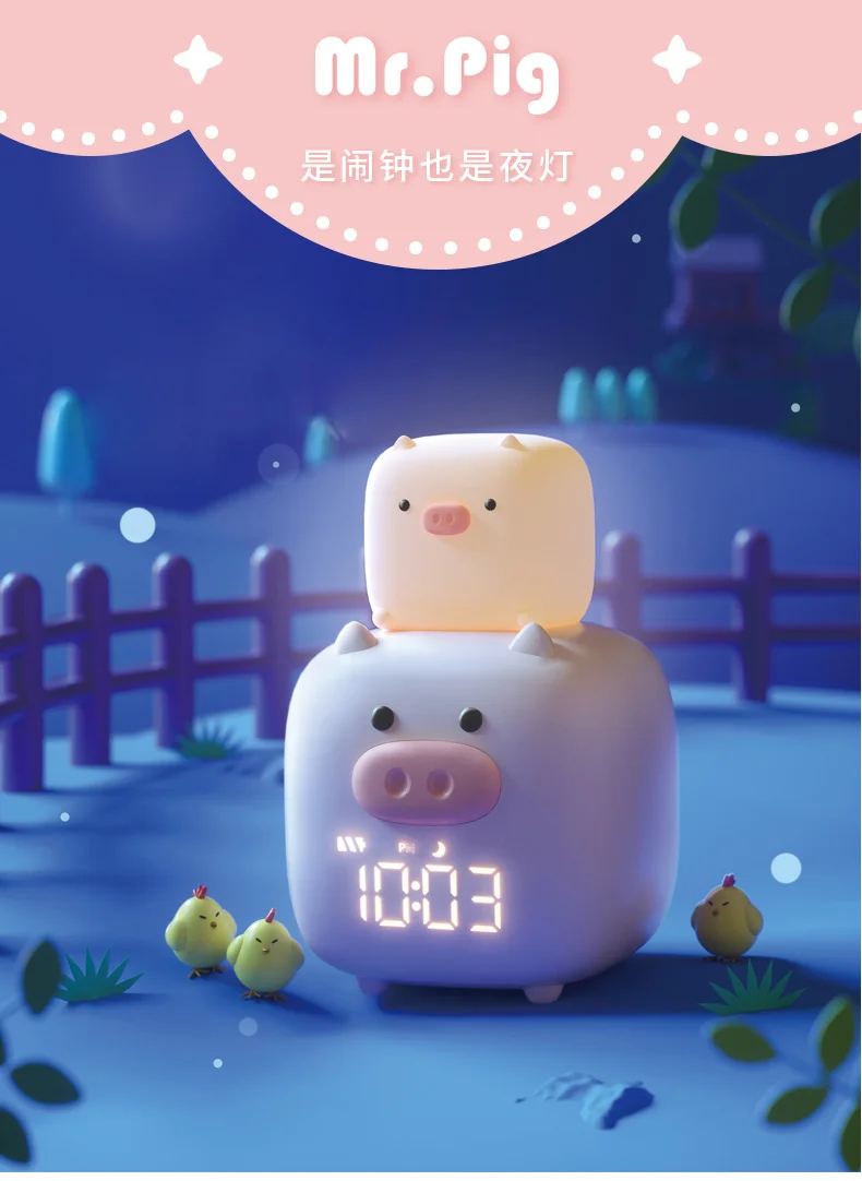 

Snooze Led Alarm Clock Cartoon Cute Children Intelligent Bedside Table Clock Luminous Horloge Numerique Desk Decoration BF50AC