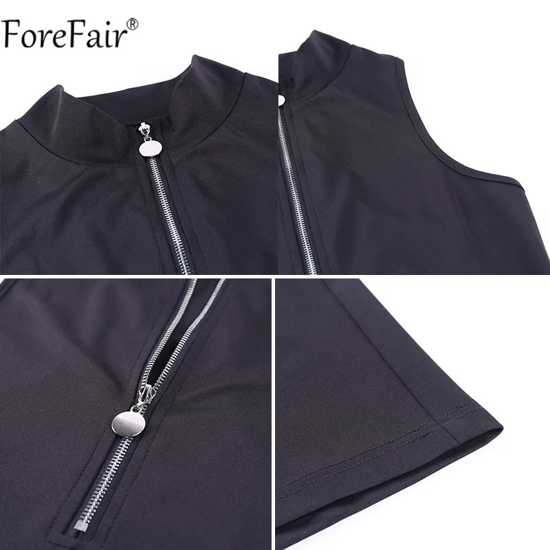 

Forefair 2020 Summer V Neck Zipper Mini Sleevess Backless Bodycon Sexy Dress Women Off Shoulder Casual Party NightClub Dresses