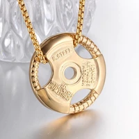 sports barbell dumbbell tablet pendant necklace mens necklace new fashion metal pendant accessories party jewelry