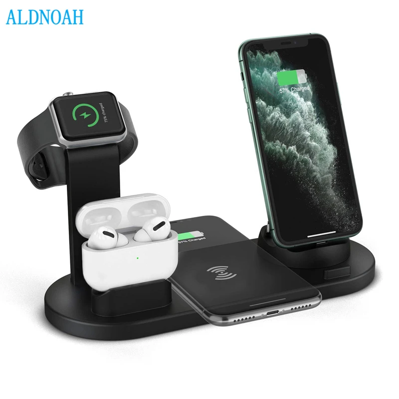 

4 in 1 Qi Wireless Charging Induction Charger Stand for iPhone 12 11 X MAX for Airpods for Apple Watch Docking Dock Station 4in1