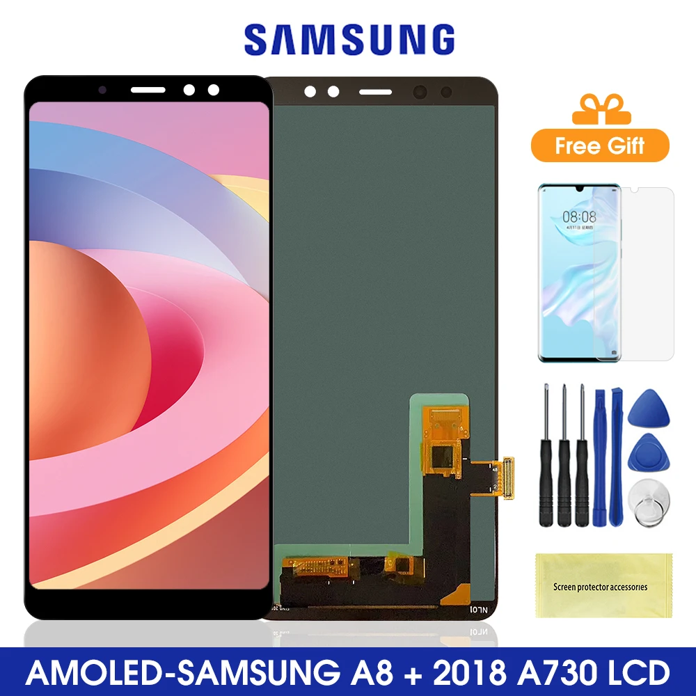 ЖК-дисплей Super AMOLED 6 0 ''для Samsung A8 plus 2018 A730 A730F дисплей с сенсорным экраном и