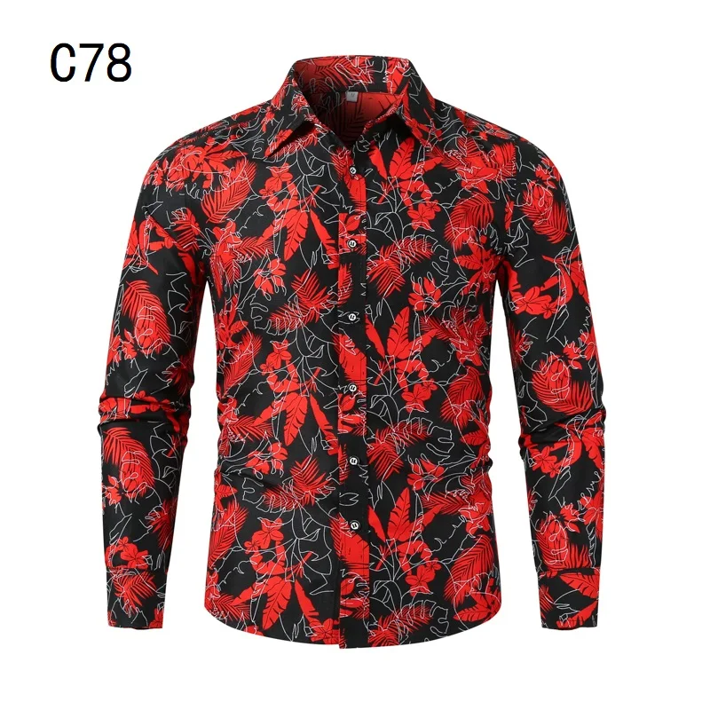 

2022 Spring Autumn Men Large-size Long-sleeve Shirt Printed Men's Shirt